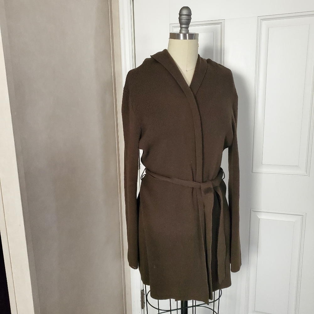BCBGMAXAZRIA Hooded Cardigan Sweater with Belt - Picture 2 of 8